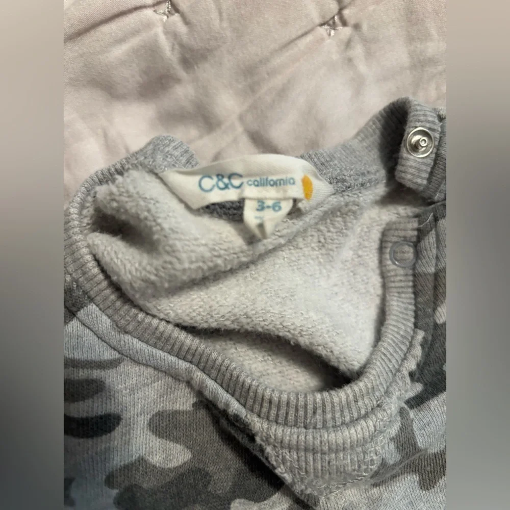 C&C California one piece gray camo 3-6 months